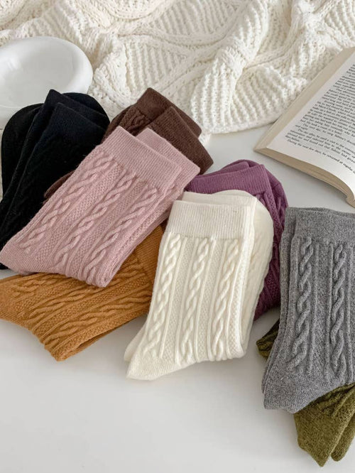 Retro Warm Knitted Wool Twist Socks