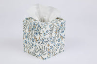 Block Printed Tissue Box - Songbird Blue Stone
