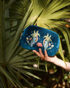 Jungle Paradise Parrot Ink Blue Velvet Cosmetics Bag