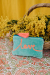 Velvet Love Pouch - Mint & Pink
