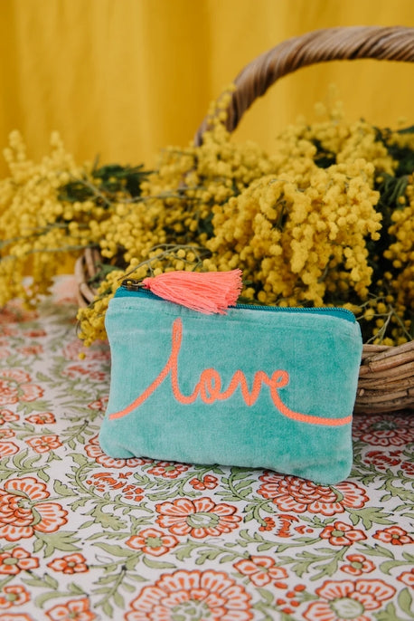 Velvet Love Pouch - Mint & Pink