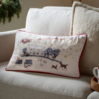 Cotswold Christmas Embroidered Velvet Cushion