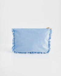 Fable England - Forget Me Not Blue Velvet Embroidered Pouch