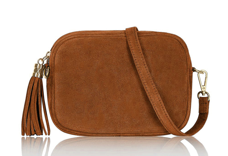 Handmade Italian Real Suede Tassel Camera Bag ~ in 4 Autumnal Colours