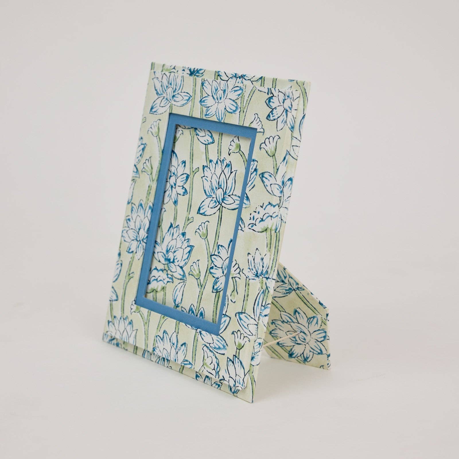 Block Printed Picture Frame (4x6) - Lotus Indigo