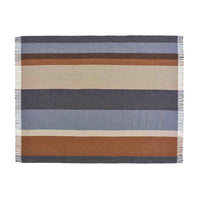 Block Stripe Blue & Rust Merino Throw