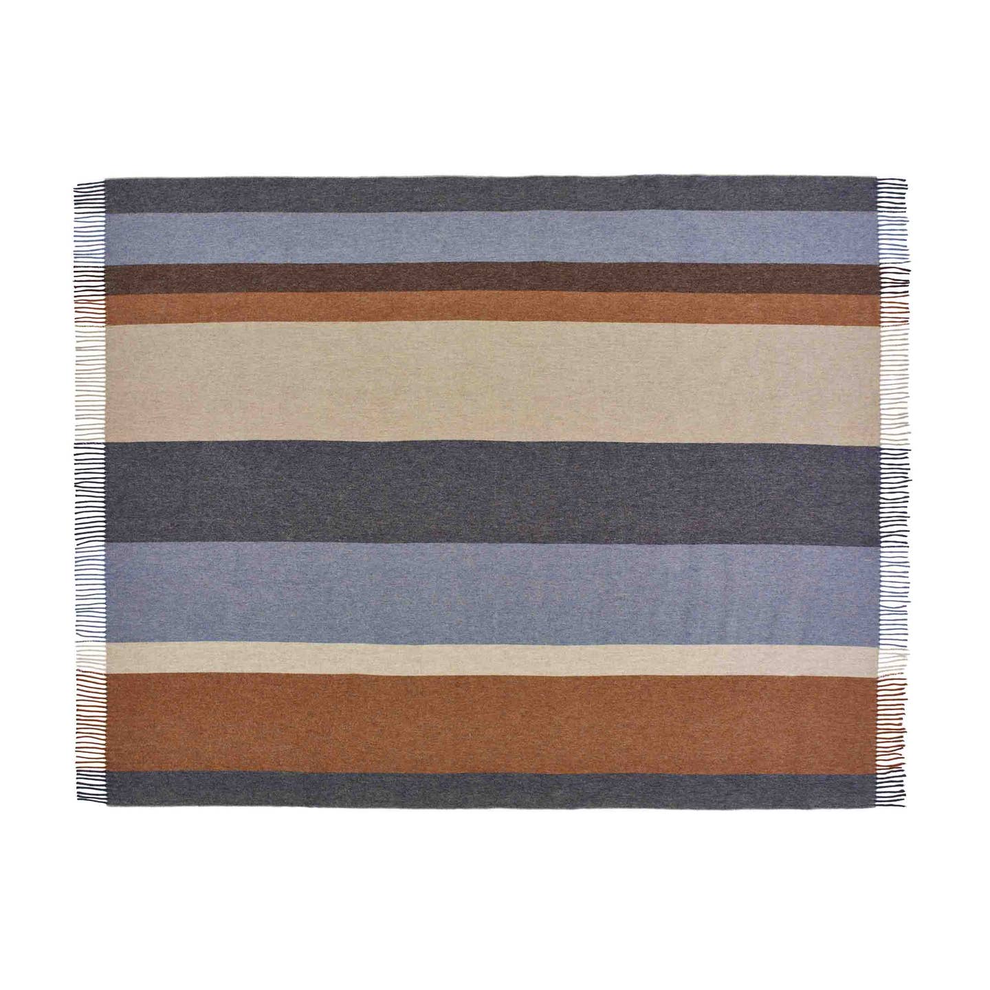 Block Stripe Blue & Rust Merino Throw
