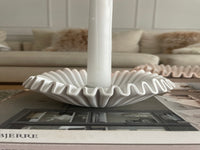 Ruffle Decor Candle Holder in White