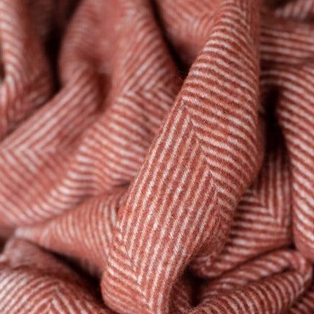 Recycled Wool Picnic Blanket Rust Herringbone & Carrier