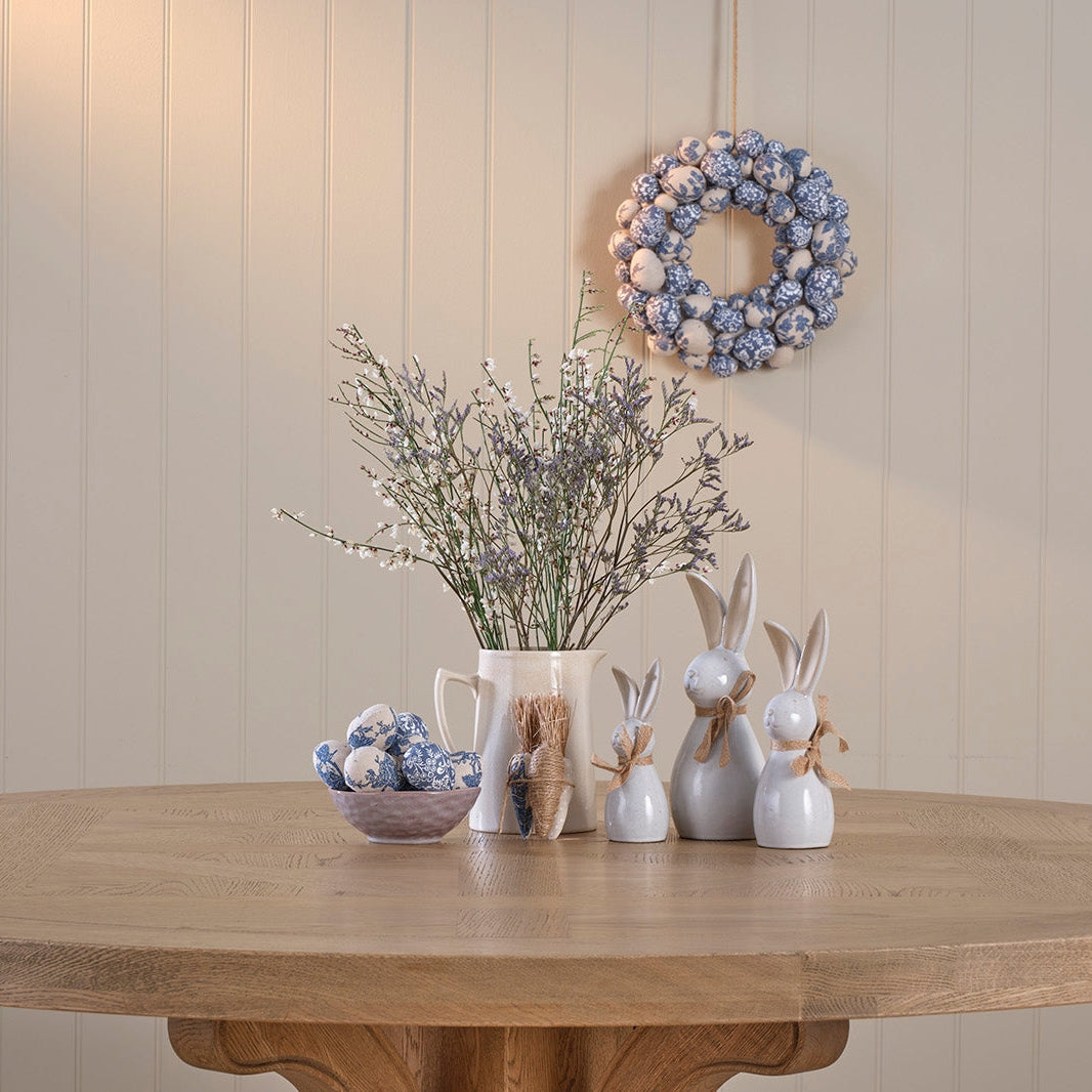 Blue & Cream Easter Wreath with Fabric Eggs
