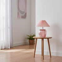 Ridged Glass Led Table Lamp with Pleated Shade