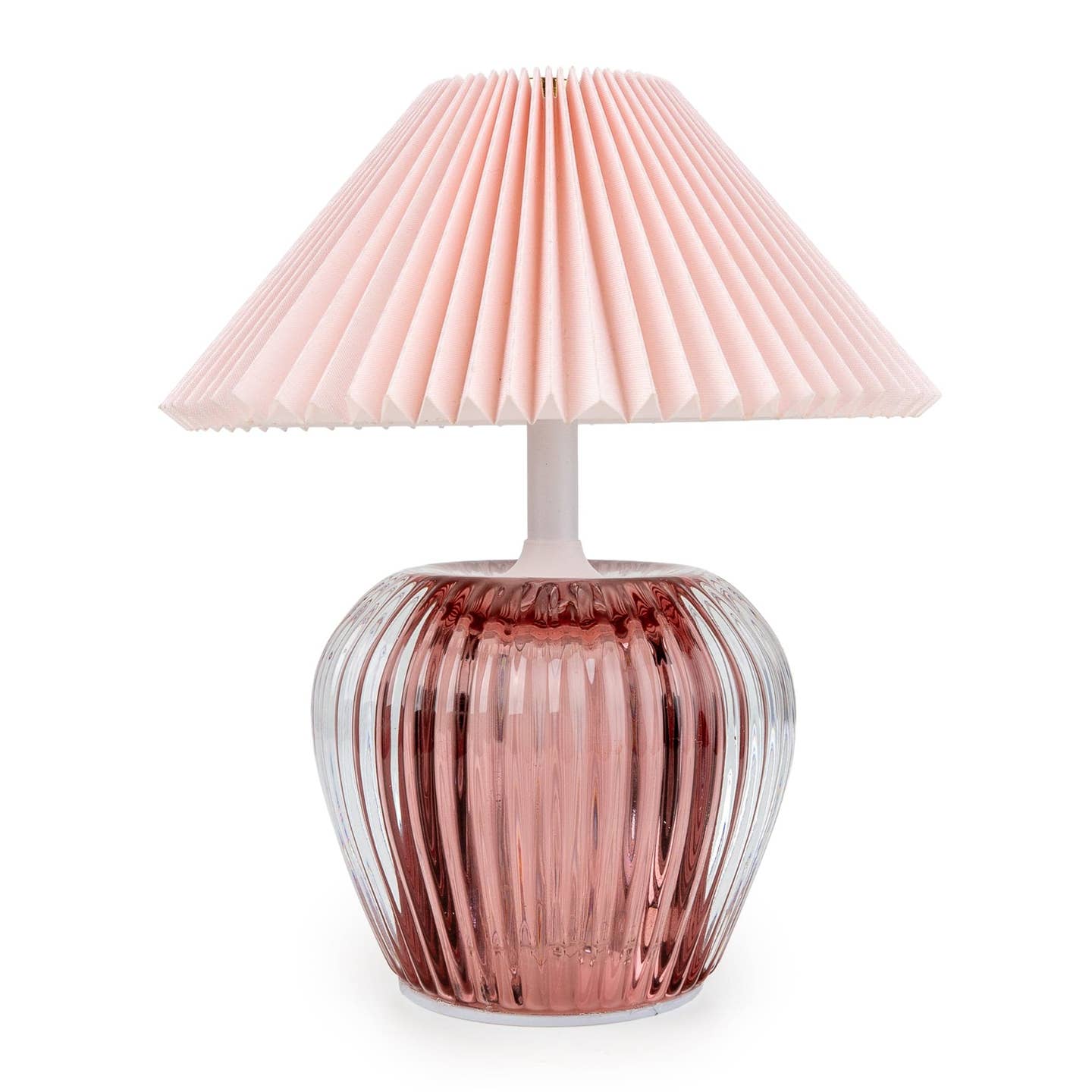 Ridged Glass Led Table Lamp with Pleated Shade