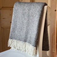 Herringbone Pure New Wool Vintage Grey Throw