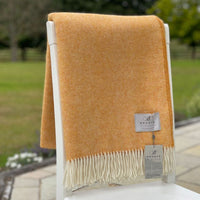 Herringbone Merino Wool Throw -  Saffron