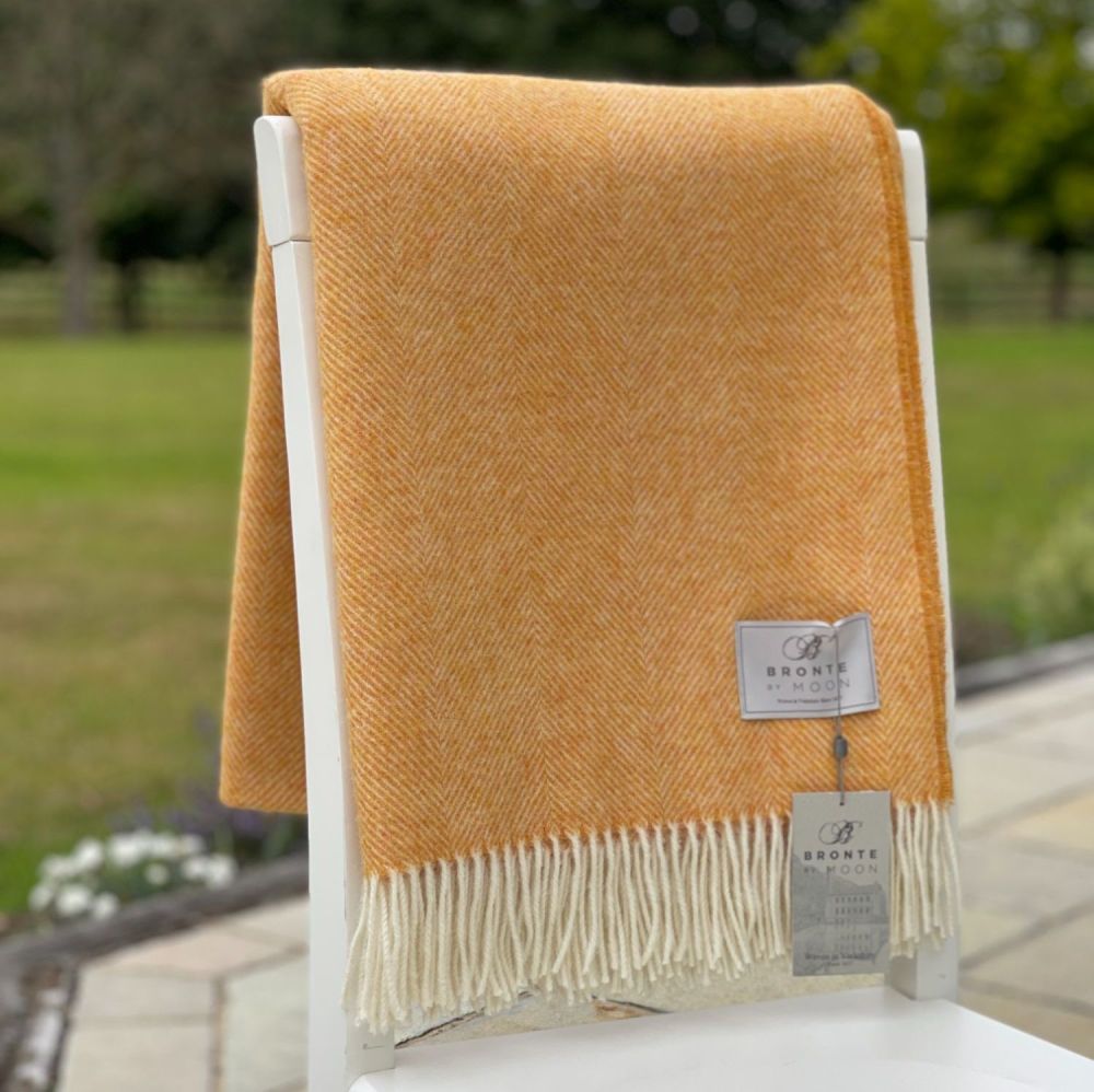 Herringbone Merino Wool Throw -  Saffron