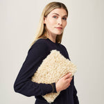 Faux Fur Clutch Bag with Wrist Strap ~ in Charcoal, Cream or Leopard