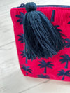 Pink Cord Palm Tree Make Up Bag