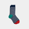 Wide Stripe Socks - Navy & White Striped