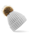 Faux Fur Pop Pom Chunky Beanie Unisex Hat