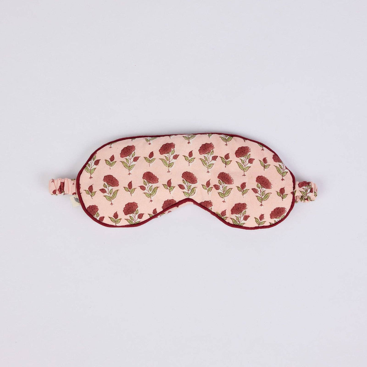 Block Printed Eye Mask & Scrunchie Set - Ditsy Floral Scarlet