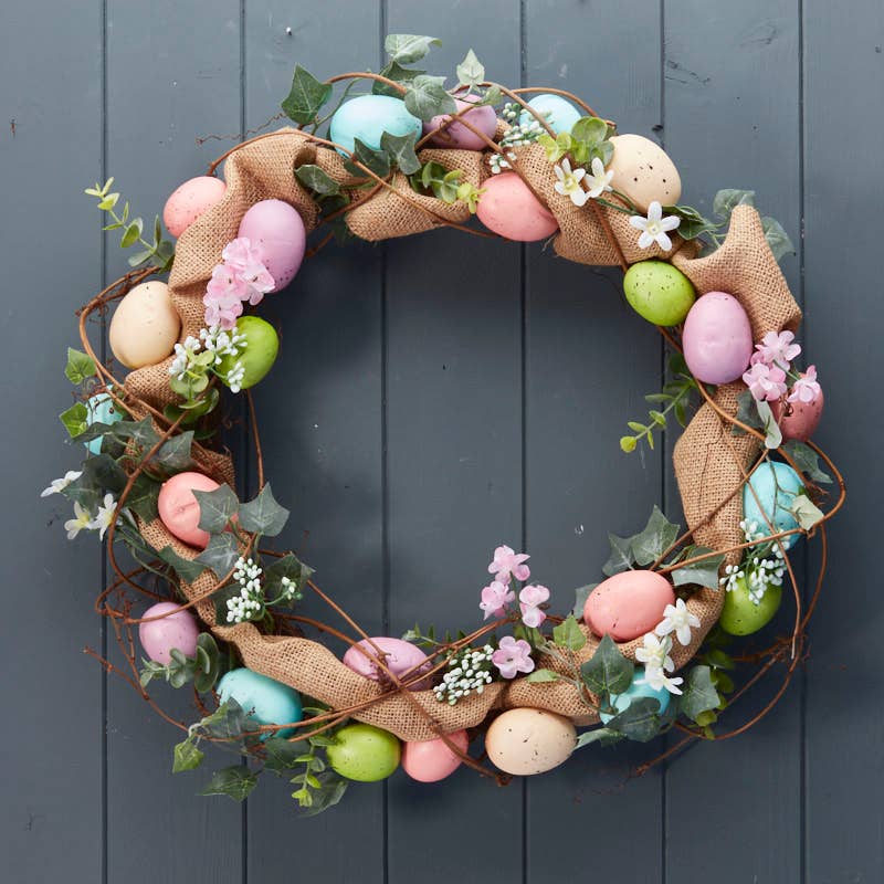 Spring Flowers and Easter Egg Wreath