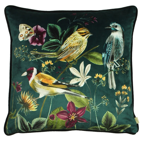 Midnight Garden Bird Cushion in Green