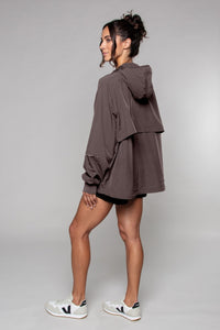 Lightweight Shell Track Oversized Jacket - in Blush and Clay