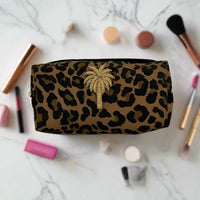 Leopard Print Make-Up Bag & Gold Palm Tree Pin