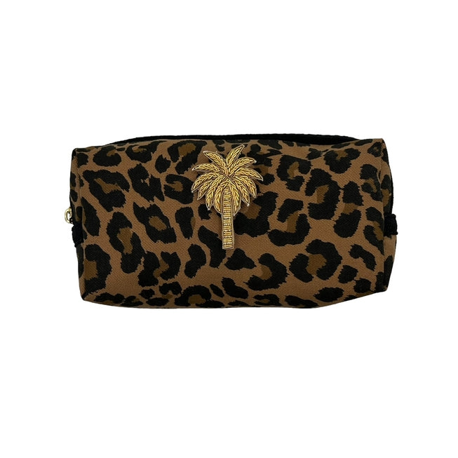 Leopard Print Make-Up Bag & Gold Palm Tree Pin