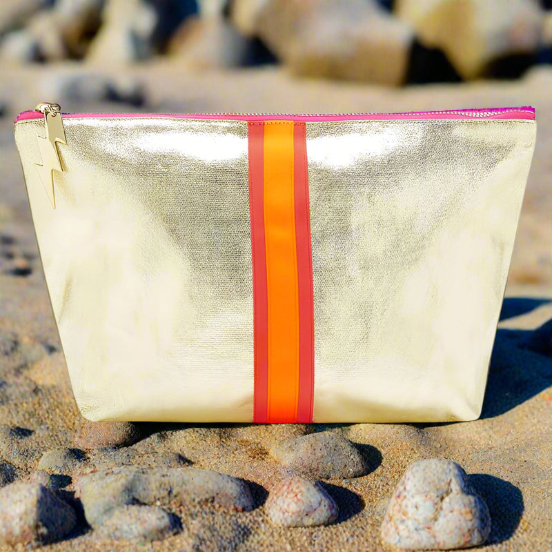 Large Striped Everything Bag in Pink, Orange or Gold