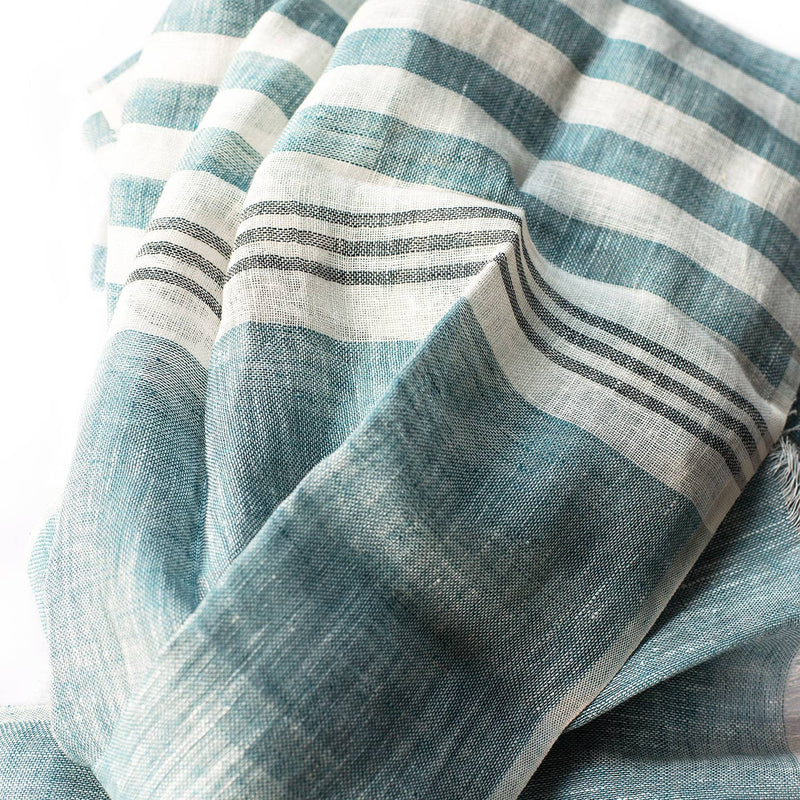 Hand Loomed Striped Linen Scarf ~ in 4 fresh colourways