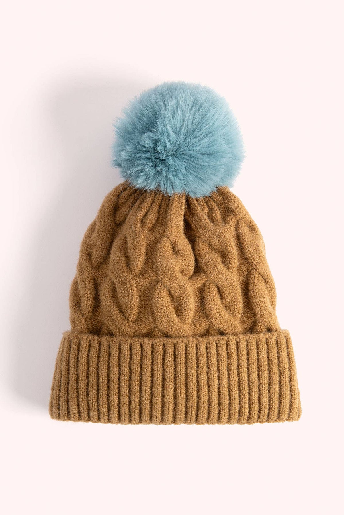 Elise Bobble Hat - Chocolate & Ice