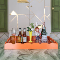 Addison Ross Orange Large Lacquered Scallop Ottoman Tray