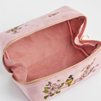 Fable England - Love Scatter Pink Velvet Embroidered Cosmetic Pouch