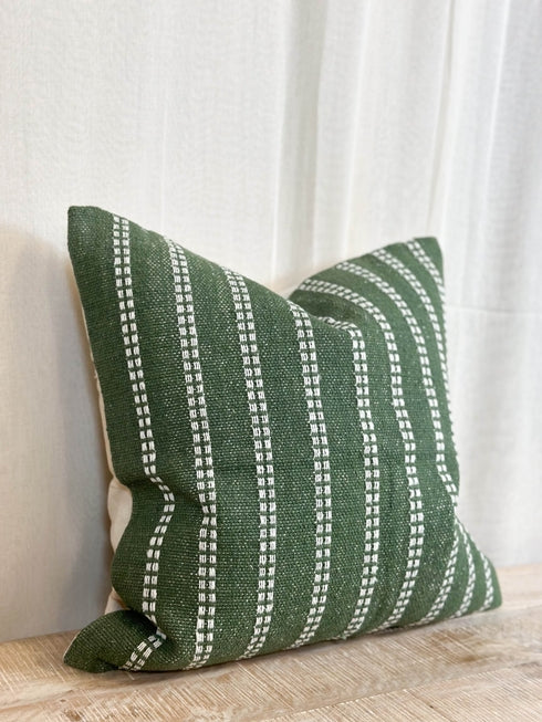 Green with Cream Stitching Cushion Cover