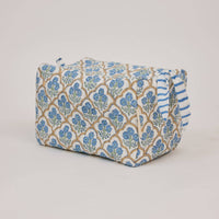 Organic Cotton Toiletry Bag - Trellis Indigo