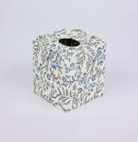 Block Printed Tissue Box - Songbird Blue Stone