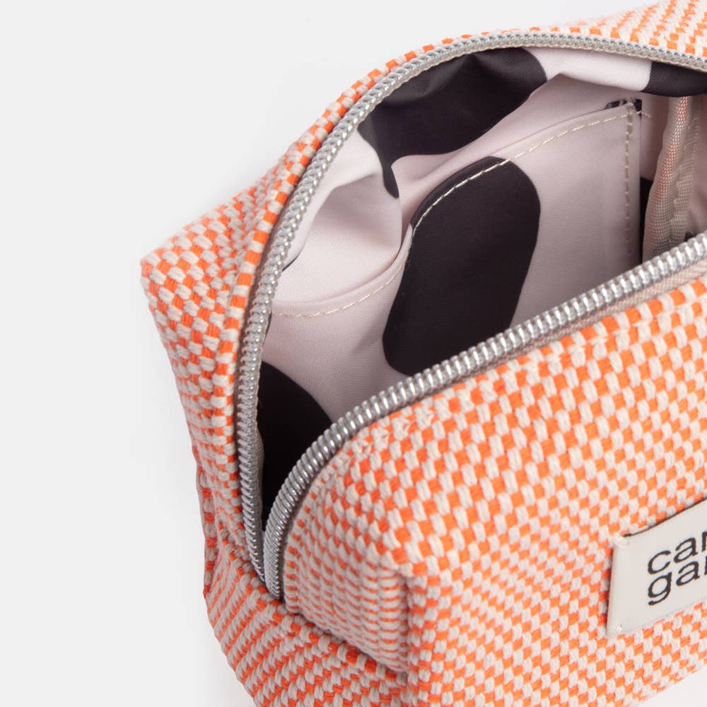 Orange Woven Mini Cube Cosmetic Bag