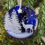 Handmade Glass Christmas Decoration ~ Stag in the Forest
