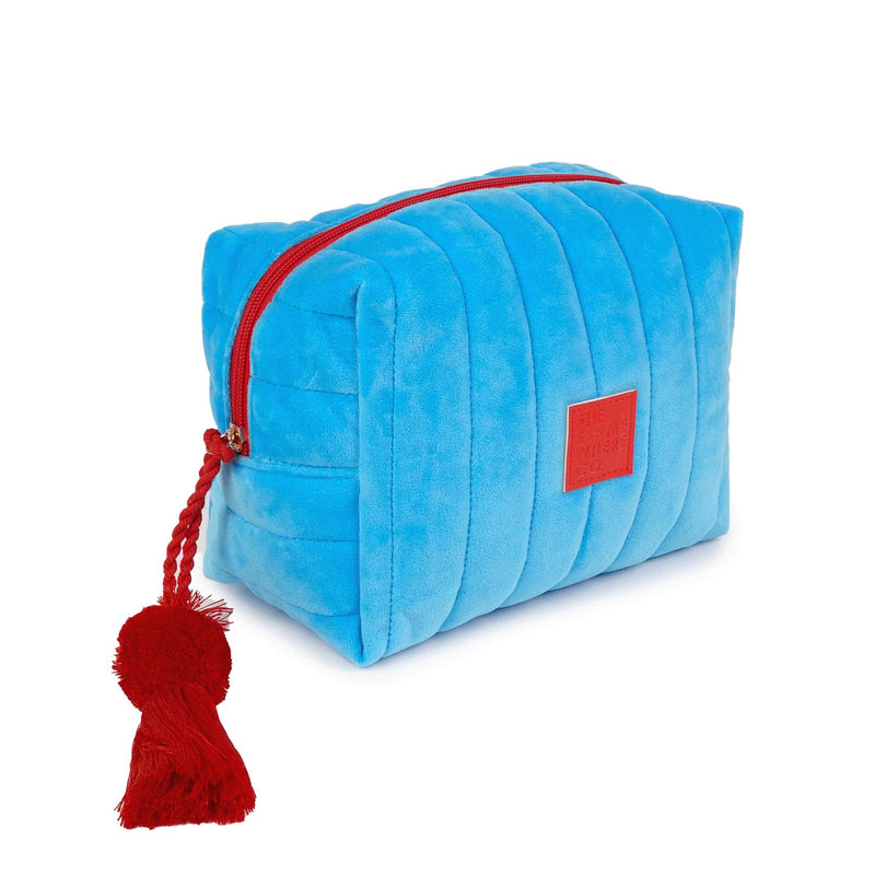Velvet Cosmetic Case in Green or Blue