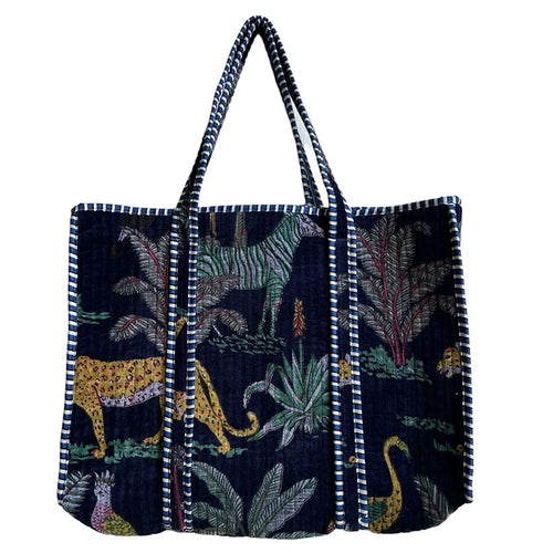 Madagascar Velvet Tote Bag in Blue