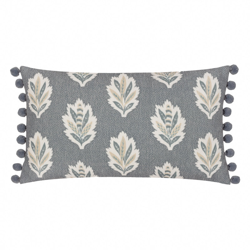 Sessile Leaf Printed Cushion Cover in Delph Blue