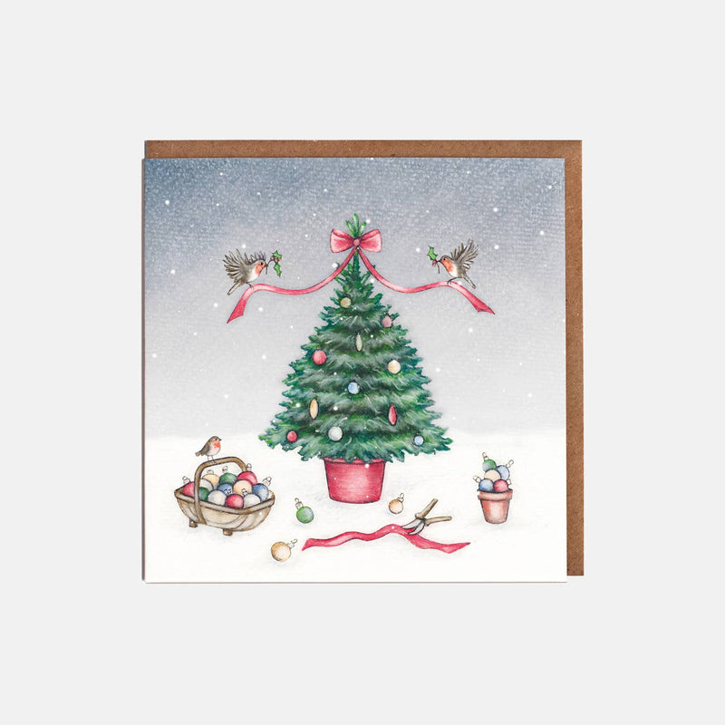 Christmas Tree & Robins Christmas Card