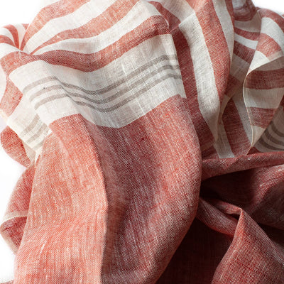 Hand Loomed Striped Linen Scarf ~ in 4 fresh colourways