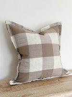 Flanged Brown Squares Cushion Cover