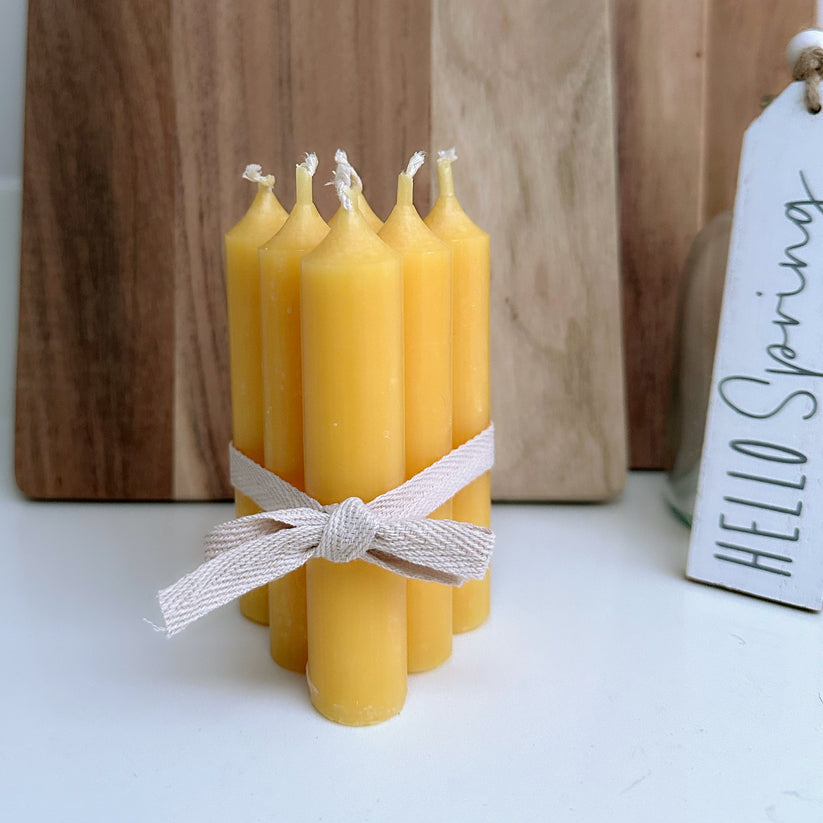 Bundle of Short Dinner Candles – pack of 6 in Pink, Lemon, Blue or White