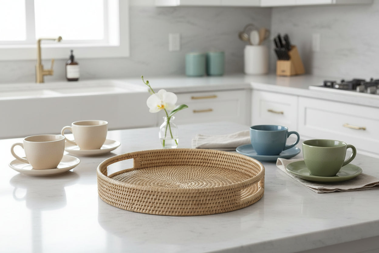 Molène White Cerused Round Tray