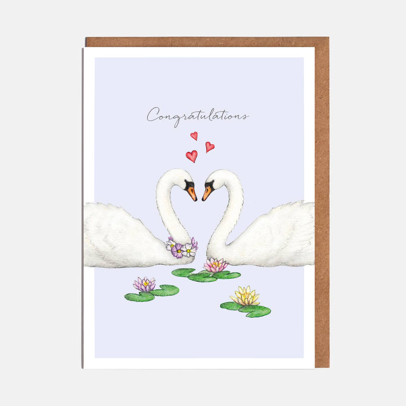Swans Heart Wedding/Engagement Card - 'Congratulations'