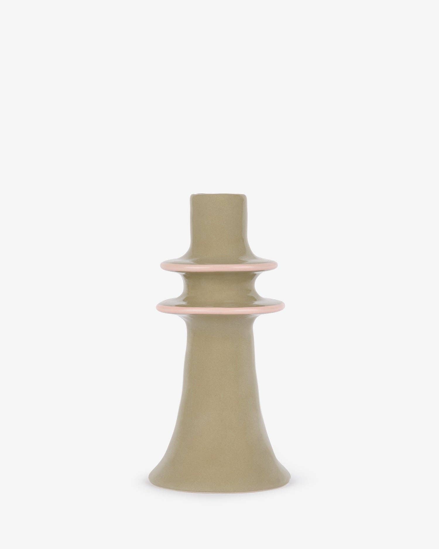 Stoneware Candlestick Holder - Green