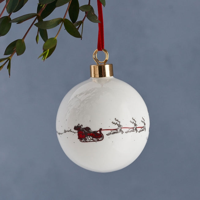 Santa's Sleigh Fine Bone China Bauble